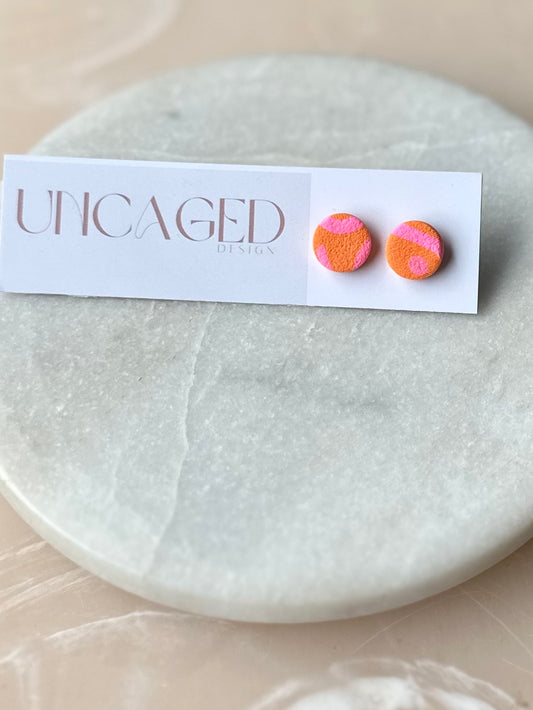 Orange/pink mini studs